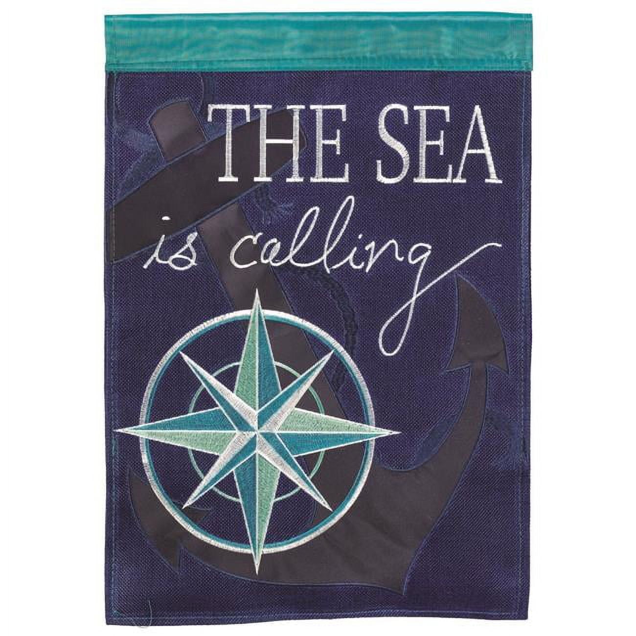 29 x 42 in. The Sea Is Calling Burlap Garden Flag - Large