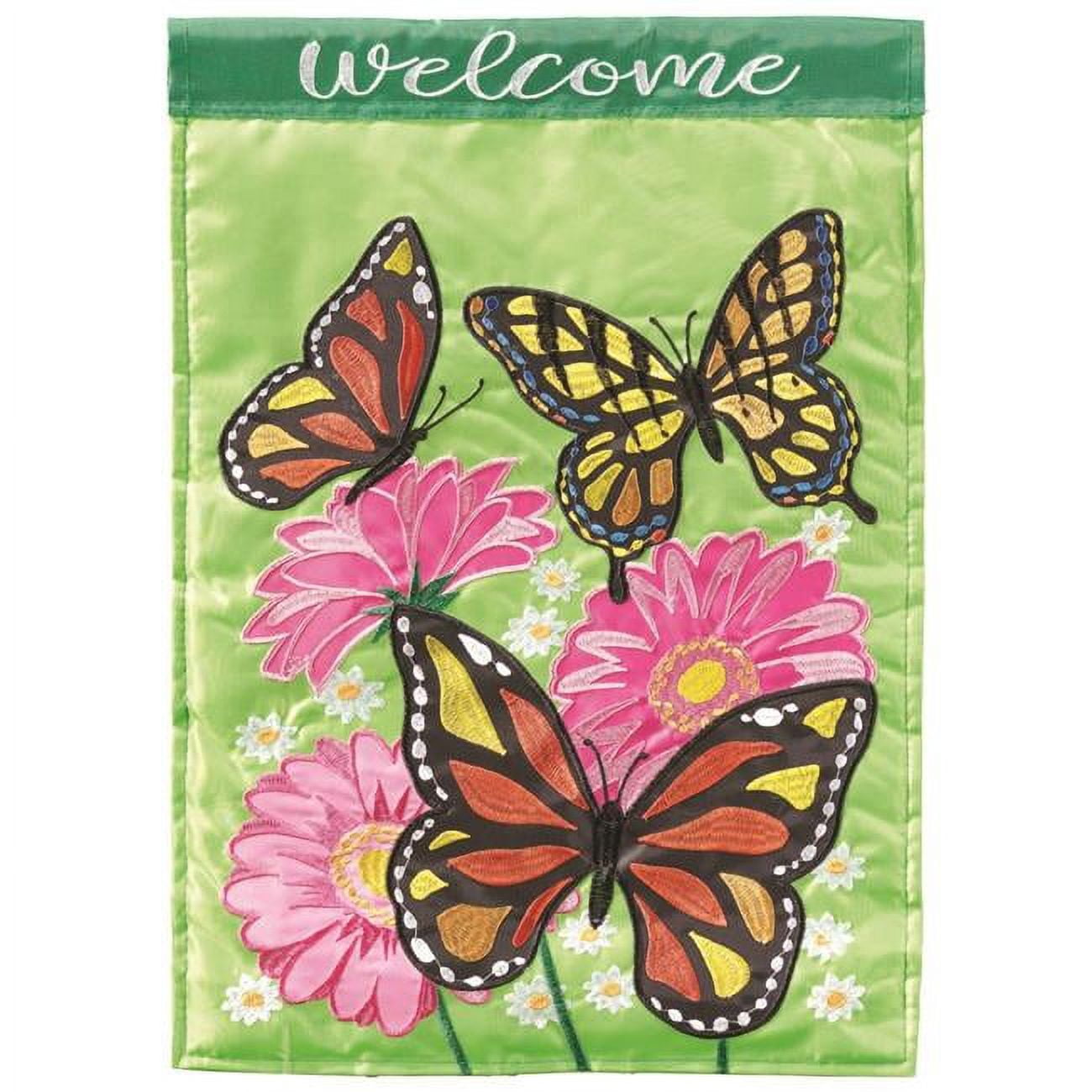 13 x 18 in. Butterflies & Flowers Polyester Printed Garden Flag