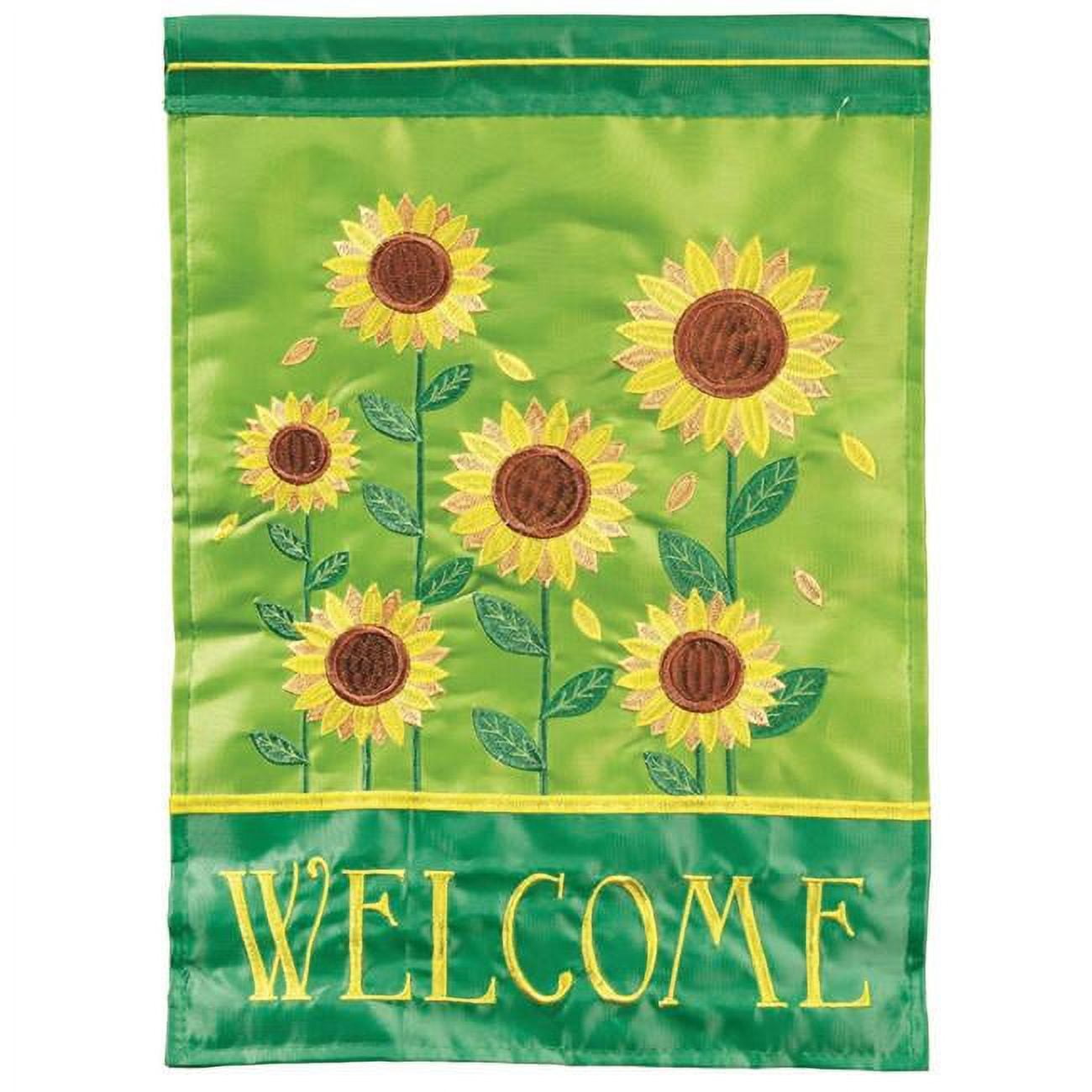 13 x 18 in. Welcome Sunflower Polyester Printed Garden Flag