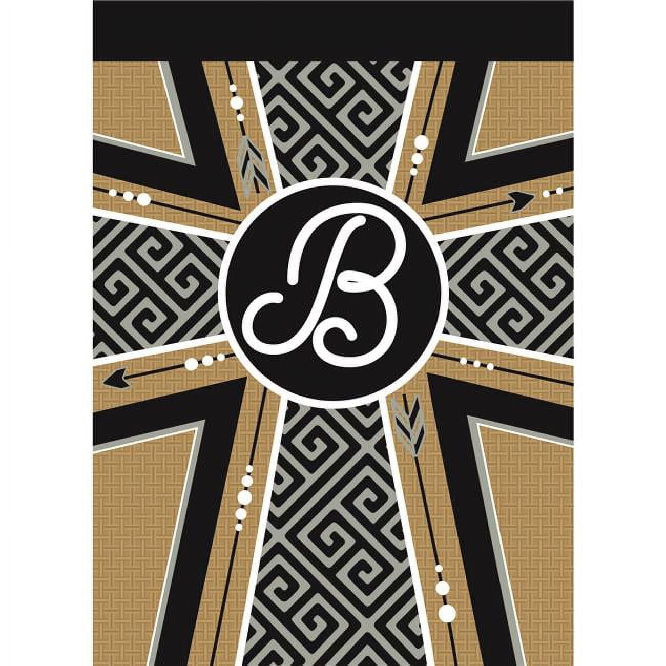 13 x 18 in. Double Applique Monogram B Cross Burlap Garden Flag