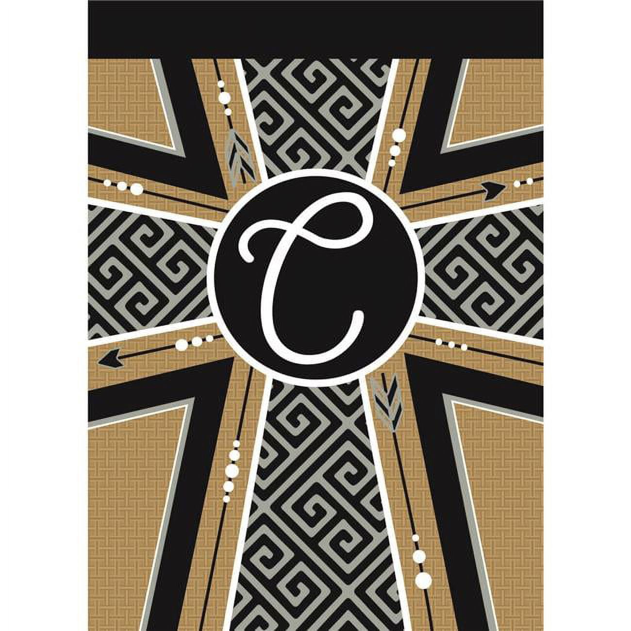 13 x 18 in. Double Applique Monogram C Cross Burlap Garden Flag