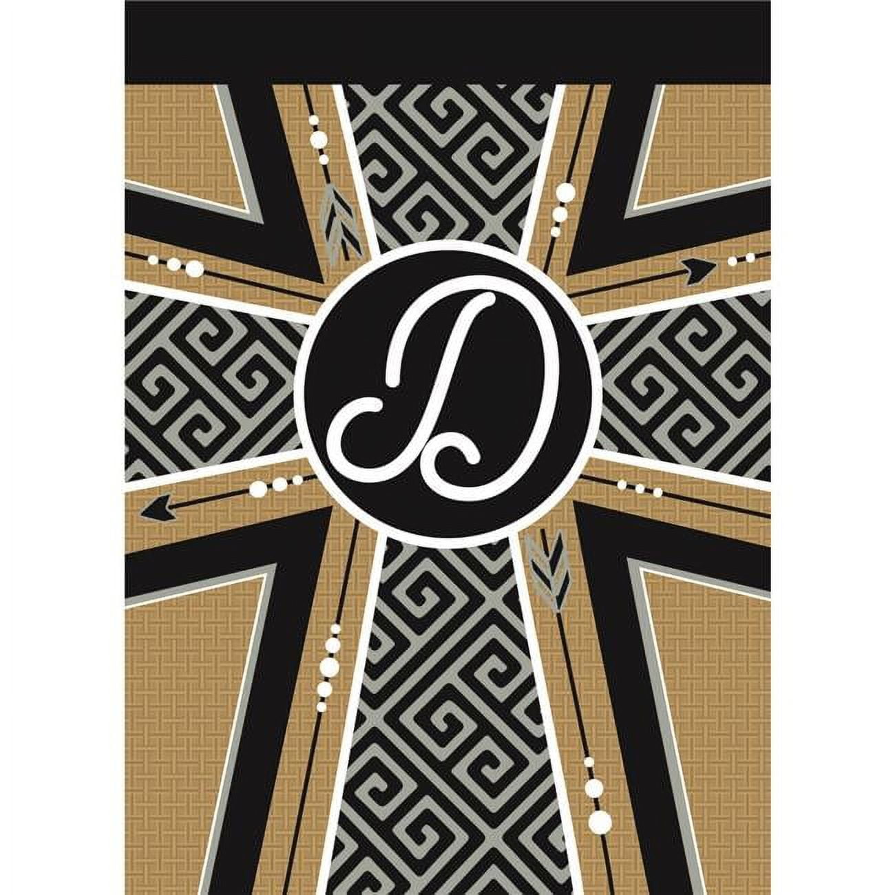 13 x 18 in. Double Applique Monogram D Cross Burlap Garden Flag