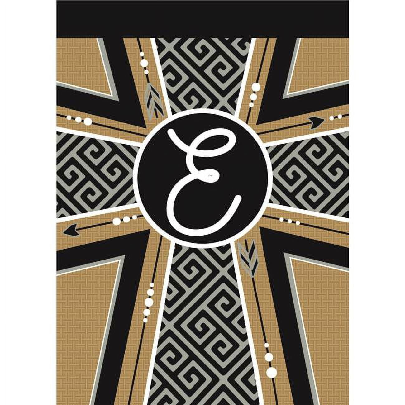 13 x 18 in. Double Applique Monogram E Cross Burlap Garden Flag