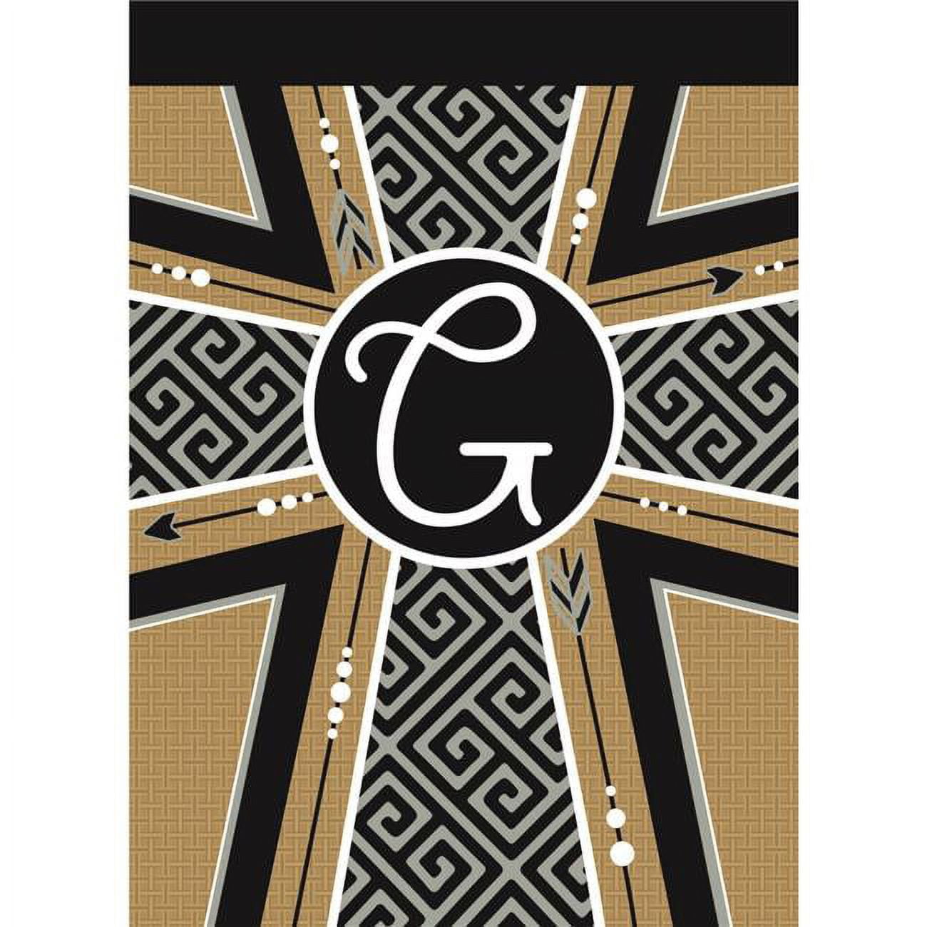 13 x 18 in. Double Applique Monogram G Cross Burlap Garden Flag