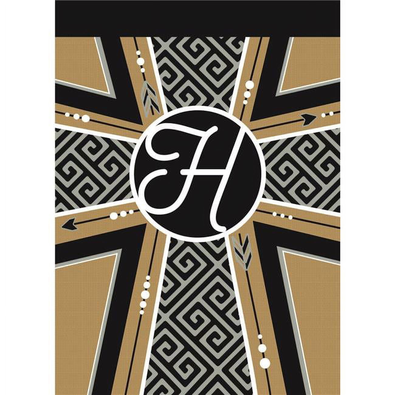 13 x 18 in. Double Applique Monogram H Cross Burlap Garden Flag