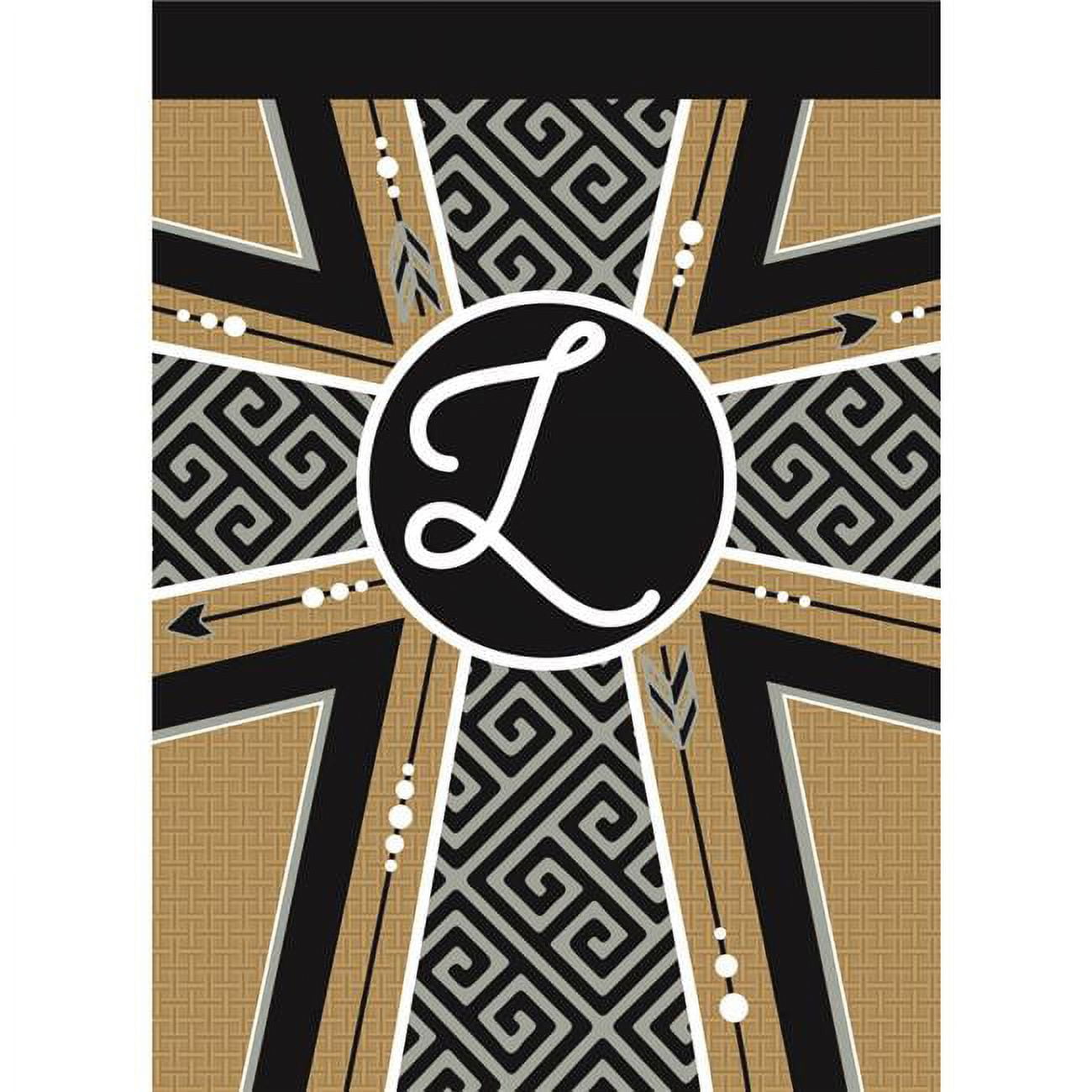 13 x 18 in. Double Applique Monogram L Cross Burlap Garden Flag