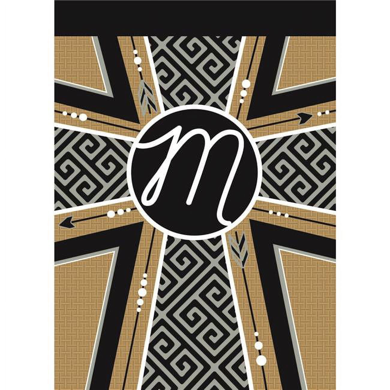 13 x 18 in. Double Applique Monogram M Cross Burlap Garden Flag