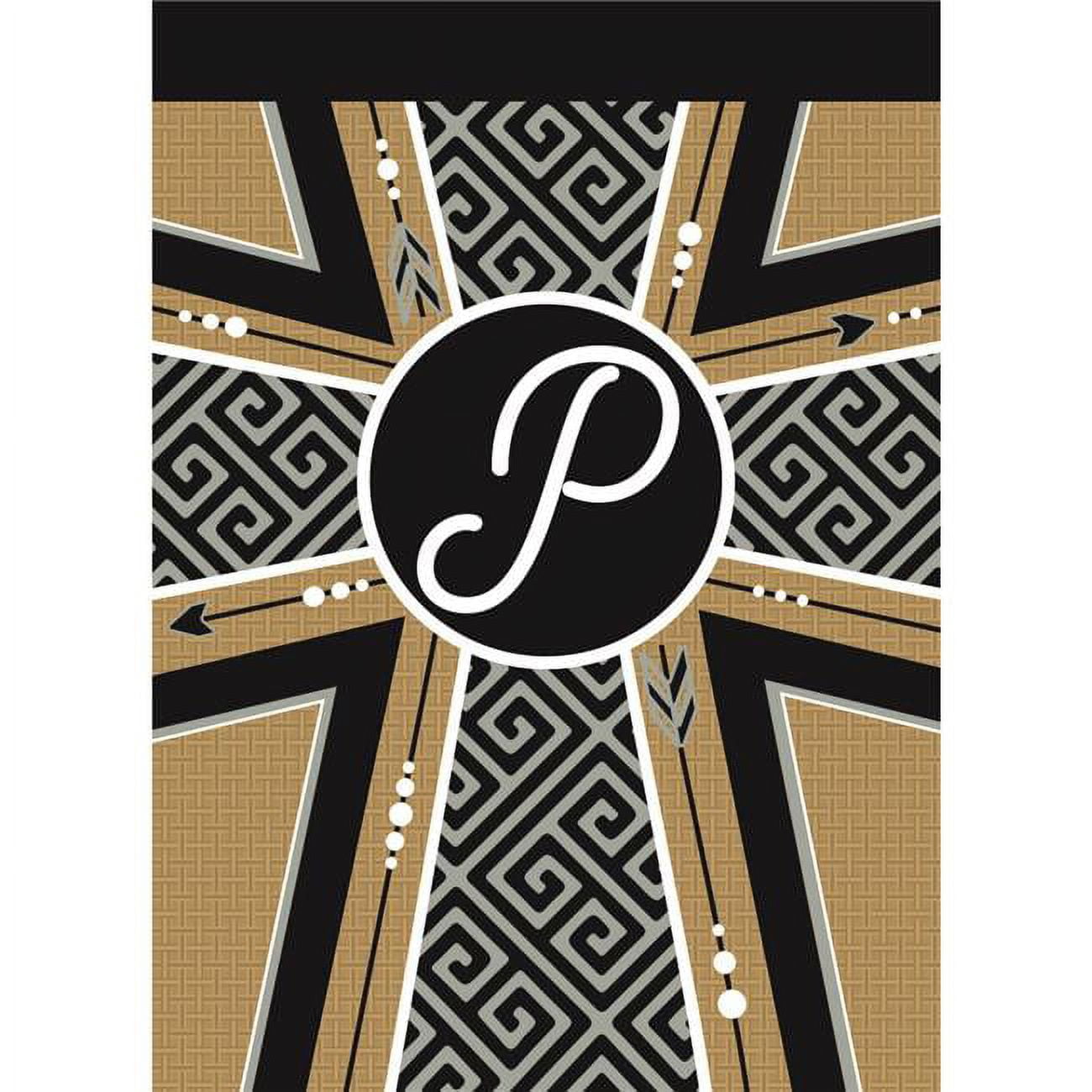 13 x 18 in. Double Applique Monogram P Cross Burlap Garden Flag