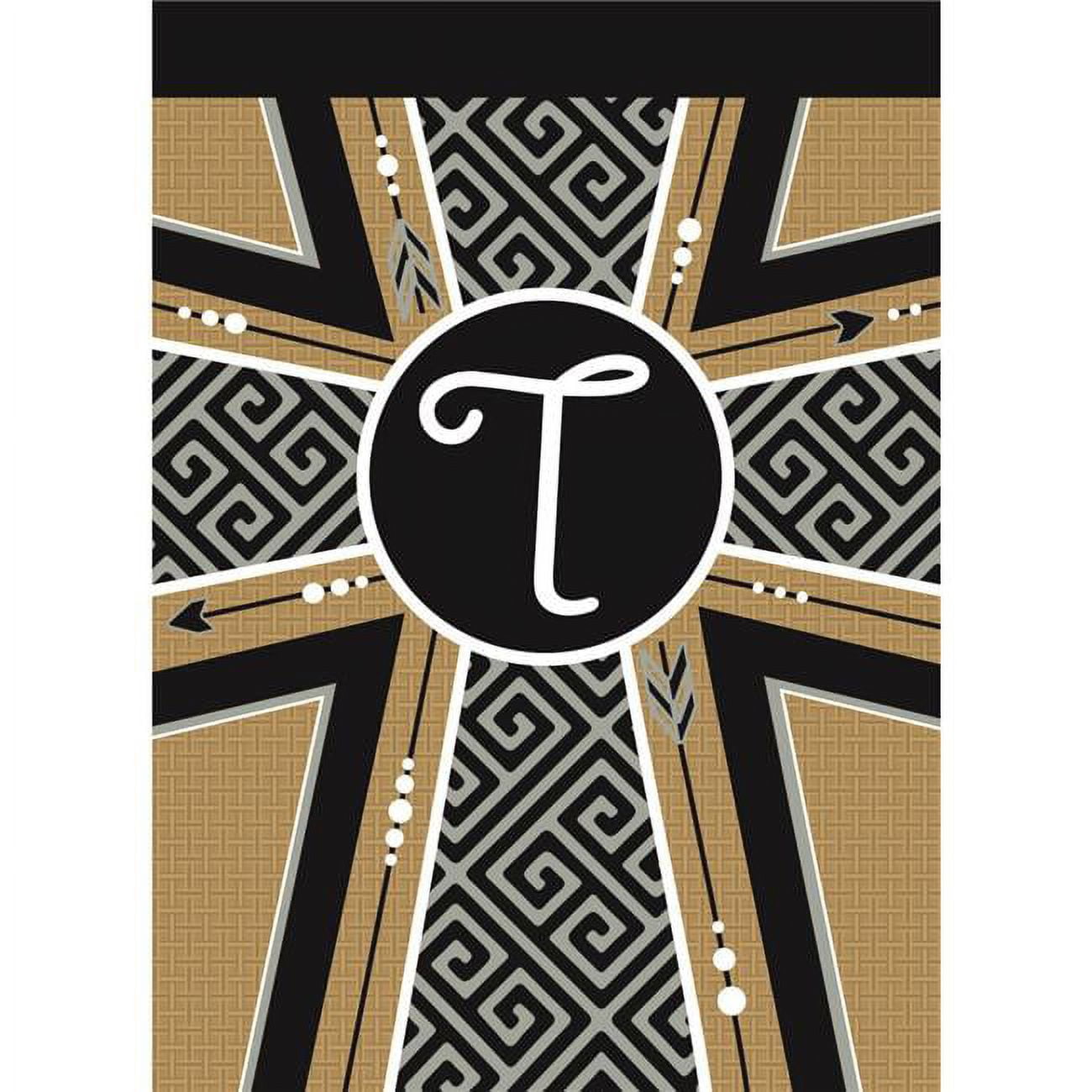 13 x 18 in. Double Applique Monogram T Cross Burlap Garden Flag