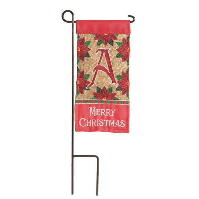 4 x 8.5 in. Double Applique Merry Christmas Monogram A Burlap Mini Garden Flag