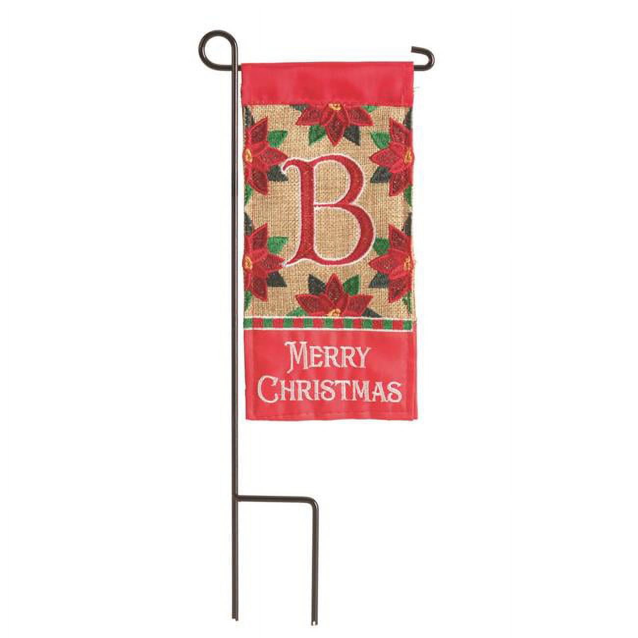 4 x 8.5 in. Double Applique Merry Christmas Monogram B Burlap Mini Garden Flag