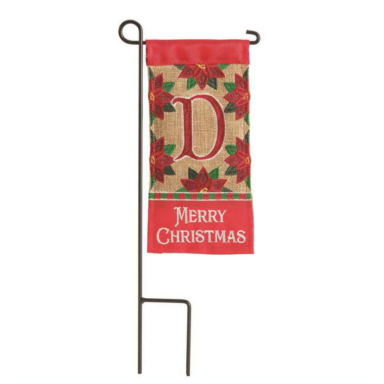 4 x 8.5 in. Double Applique Merry Christmas Monogram D Burlap Mini Garden Flag
