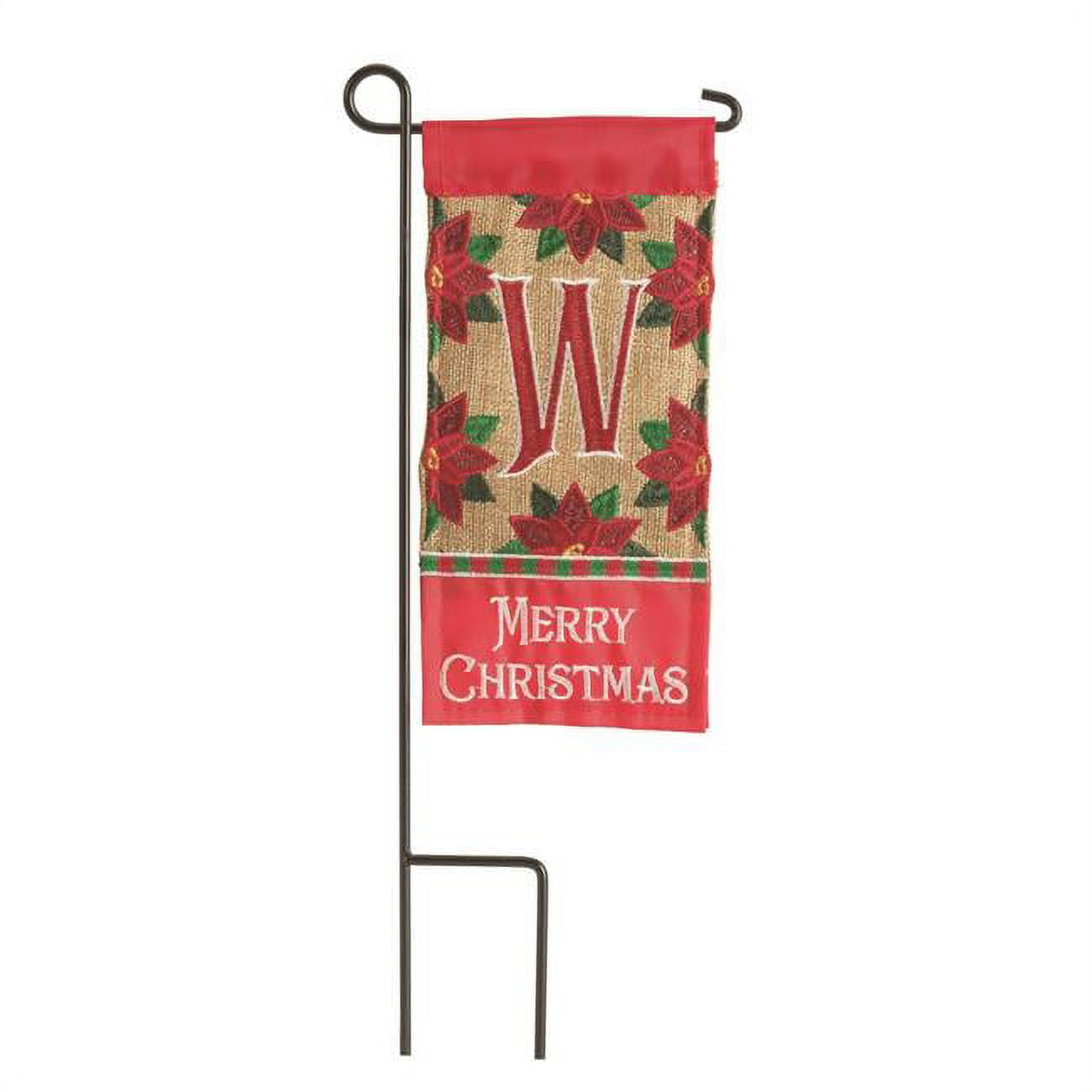 4 x 8.5 in. Double Applique Merry Christmas Monogram W Burlap Mini Garden Flag