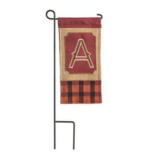 4 x 8.5 in. Double Applique Fall Monogram A Burlap Mini Garden Flag