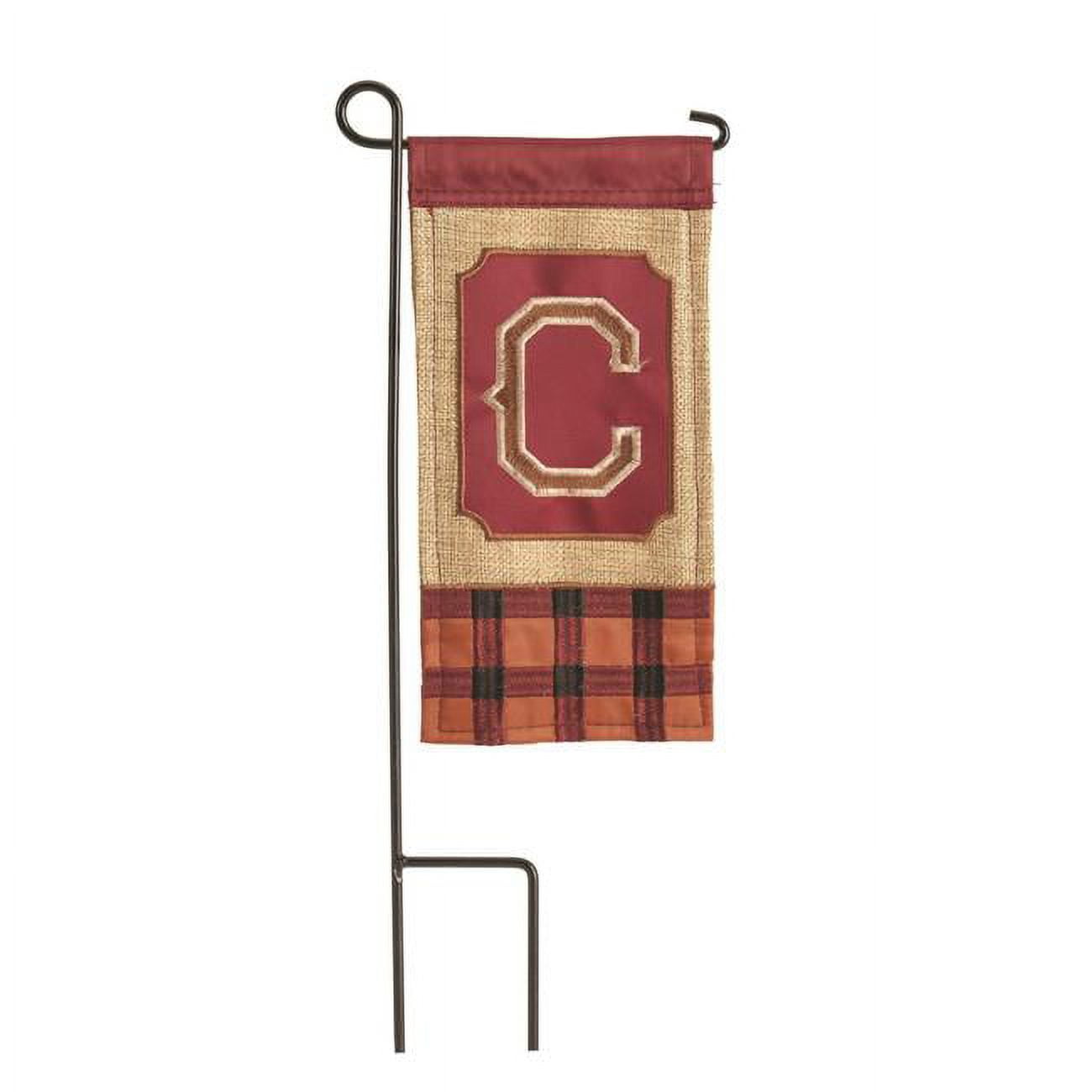 4 x 8.5 in. Double Applique Fall Monogram C Burlap Mini Garden Flag
