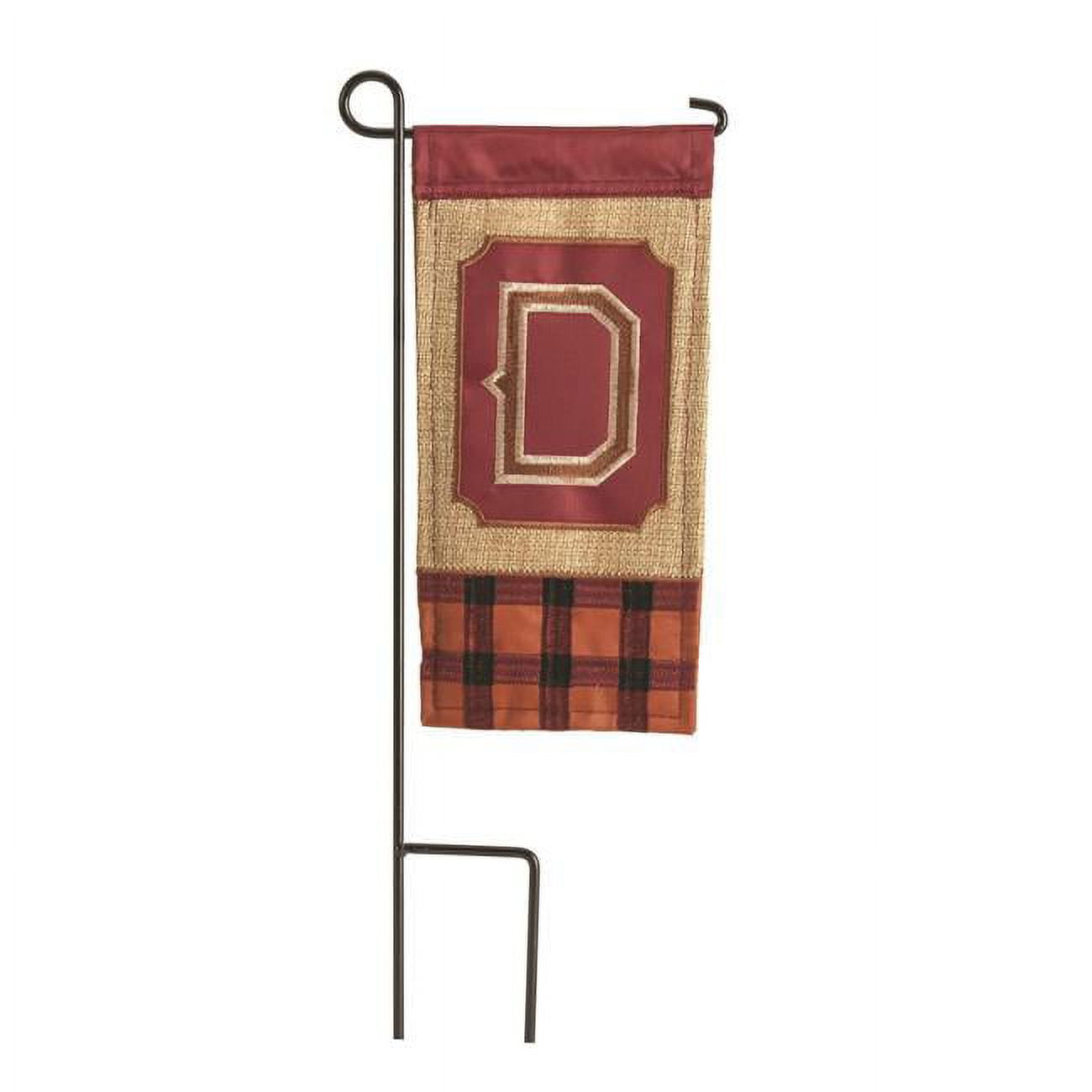 4 x 8.5 in. Double Applique Fall Monogram D Burlap Mini Garden Flag