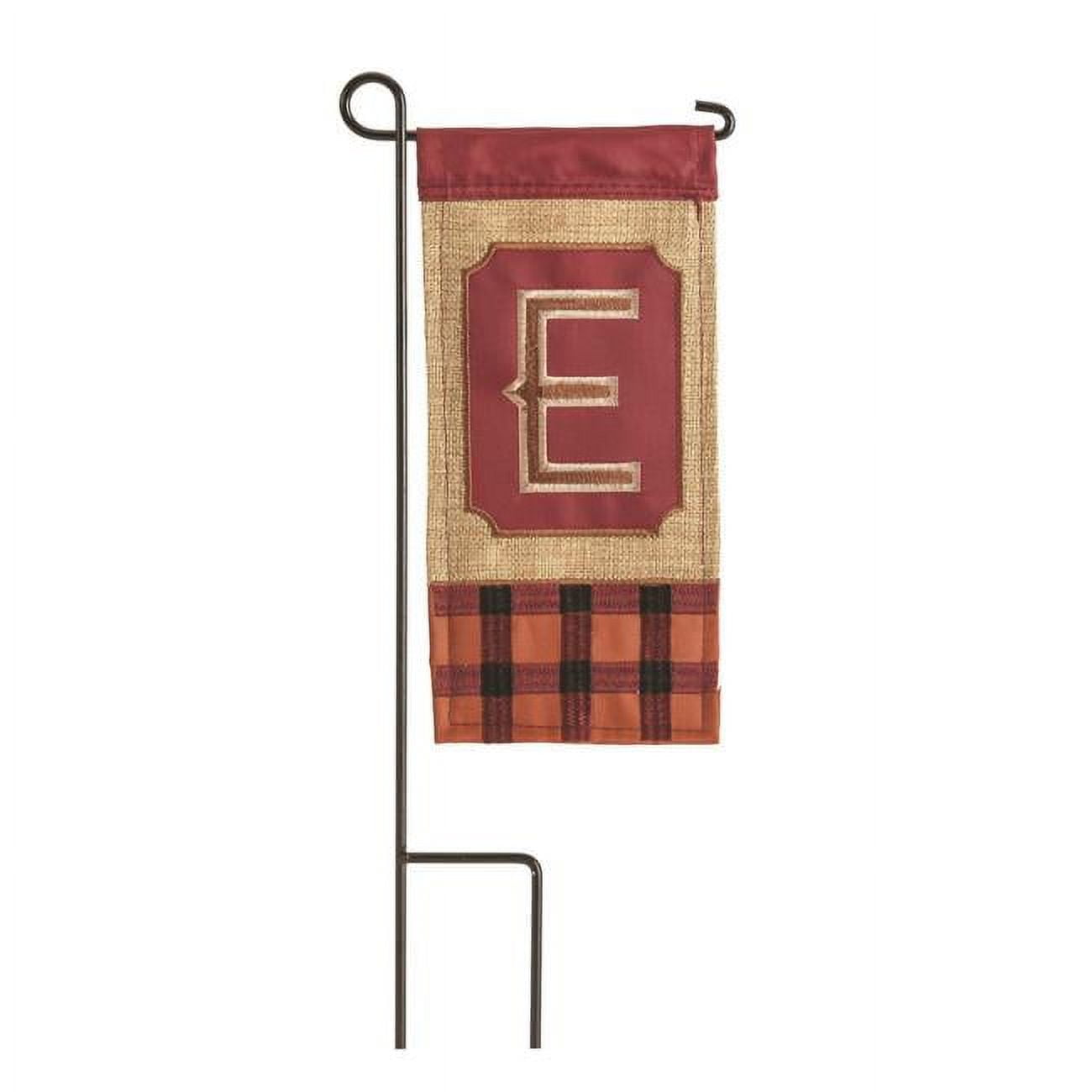 4 x 8.5 in. Double Applique Fall Monogram E Burlap Mini Garden Flag