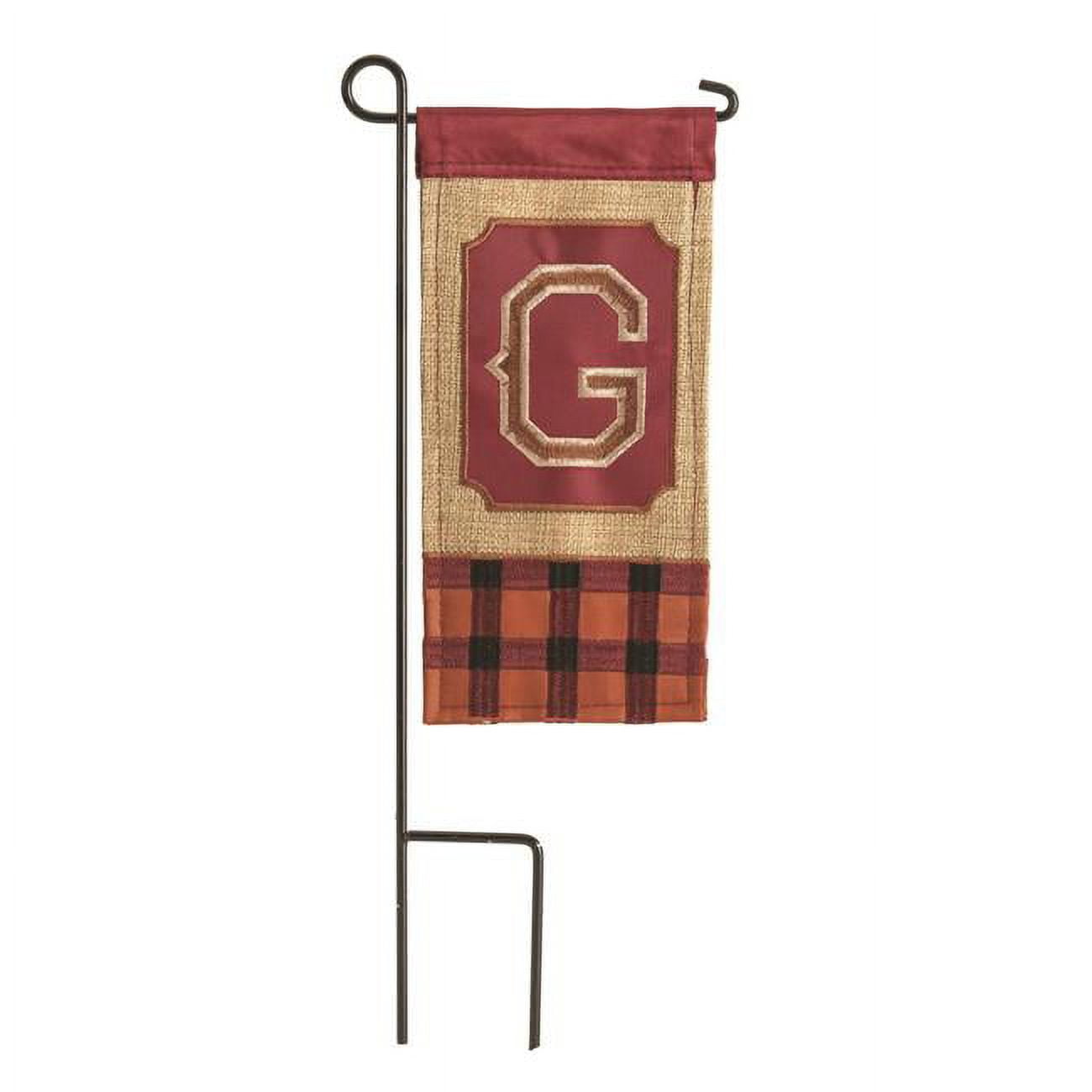 4 x 8.5 in. Double Applique Fall Monogram G Burlap Mini Garden Flag