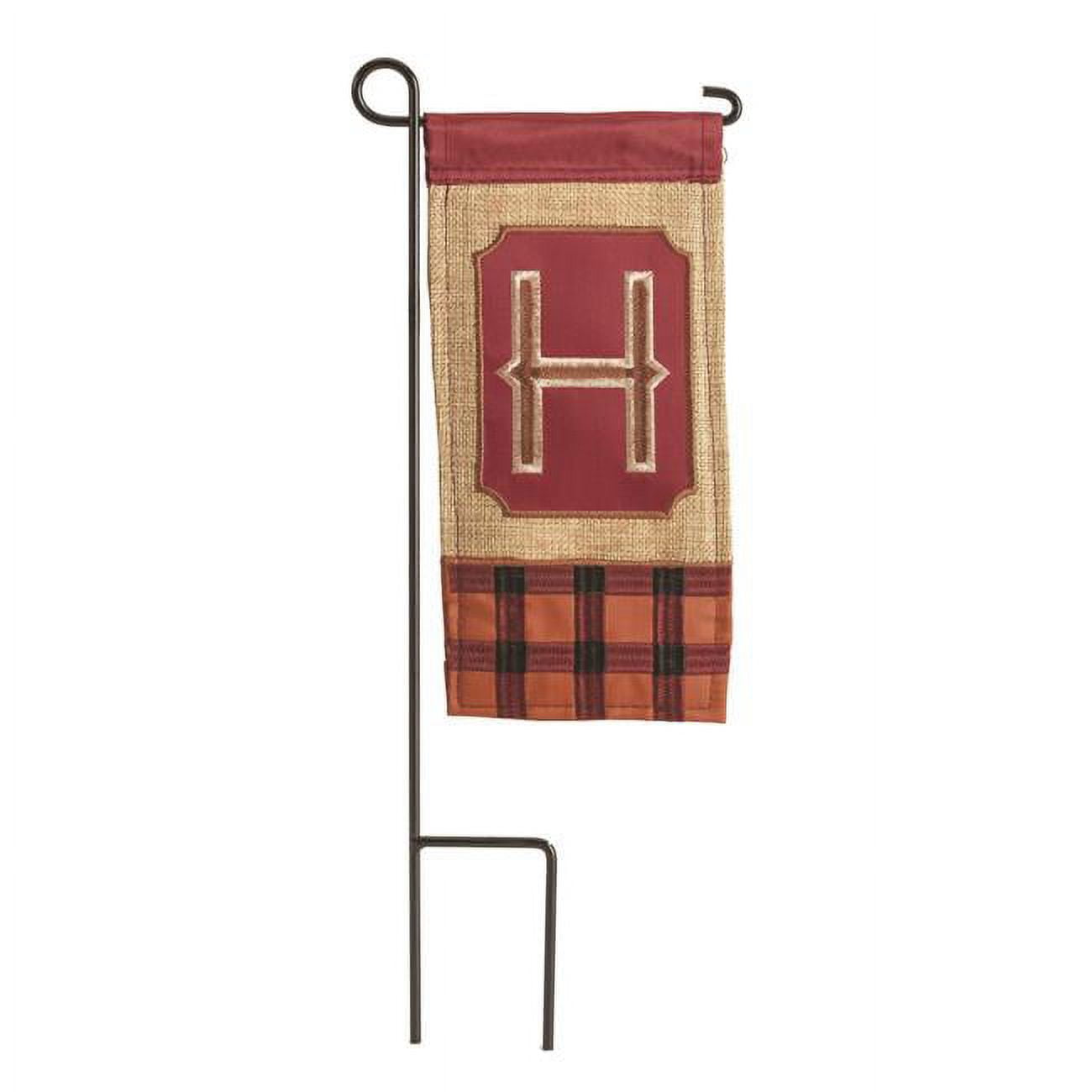 4 x 8.5 in. Double Applique Fall Monogram H Burlap Mini Garden Flag