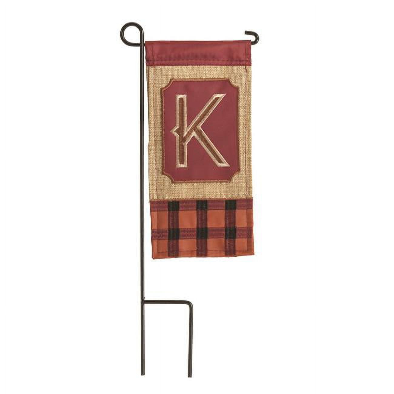 4 x 8.5 in. Double Applique Fall Monogram K Burlap Mini Garden Flag