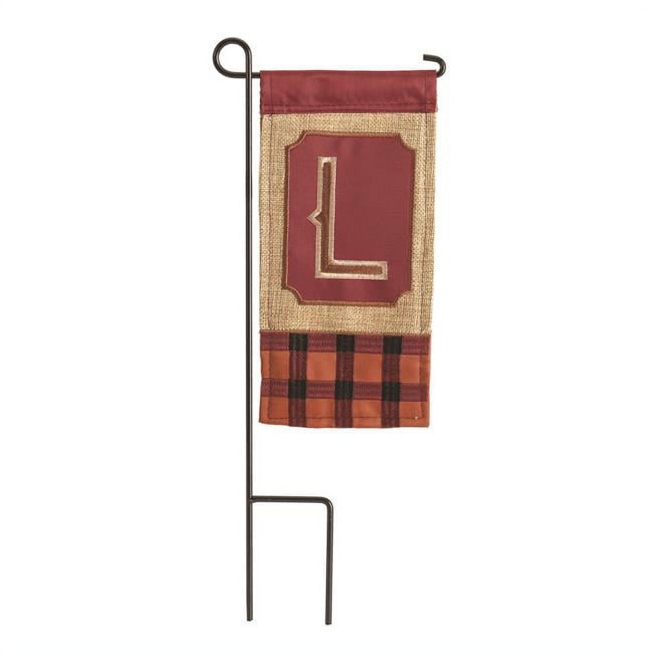 4 x 8.5 in. Double Applique Fall Monogram L Burlap Mini Garden Flag