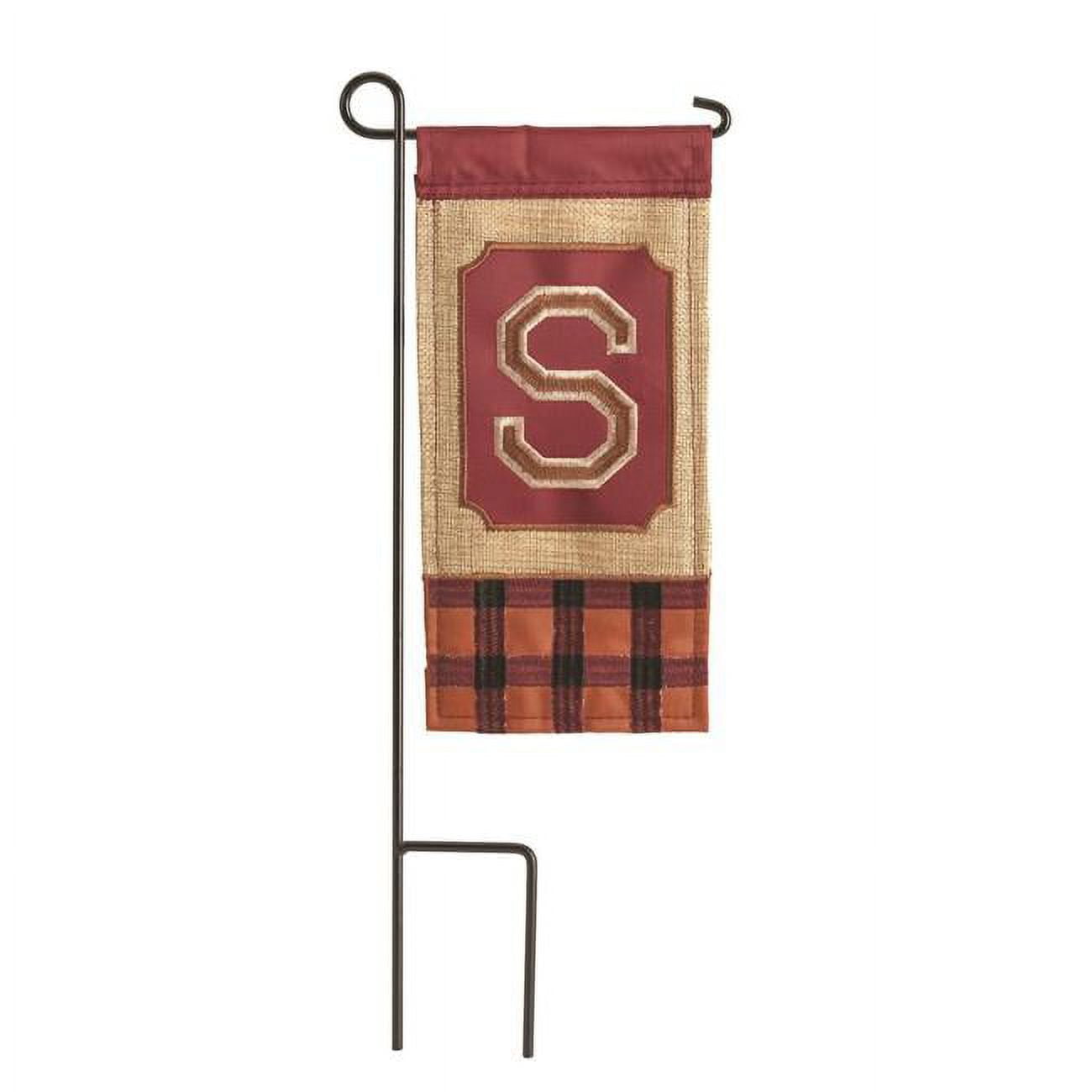 4 x 8.5 in. Double Applique Fall Monogram S Burlap Mini Garden Flag