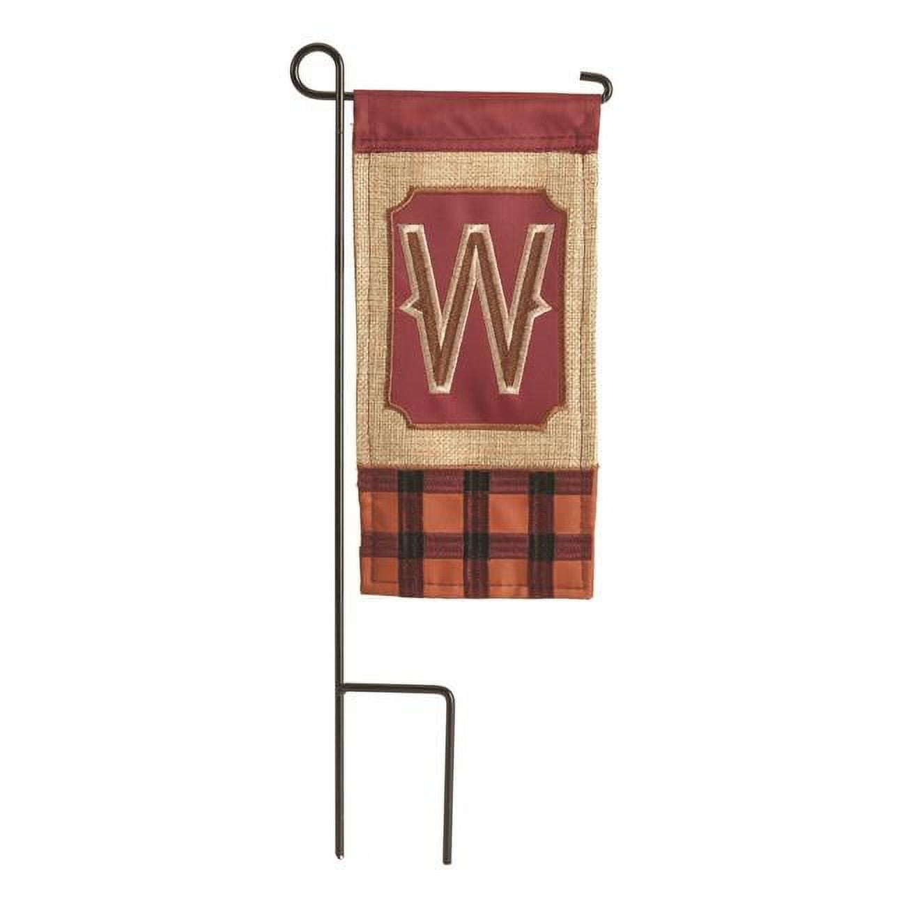 4 x 8.5 in. Double Applique Fall Monogram W Burlap Mini Garden Flag