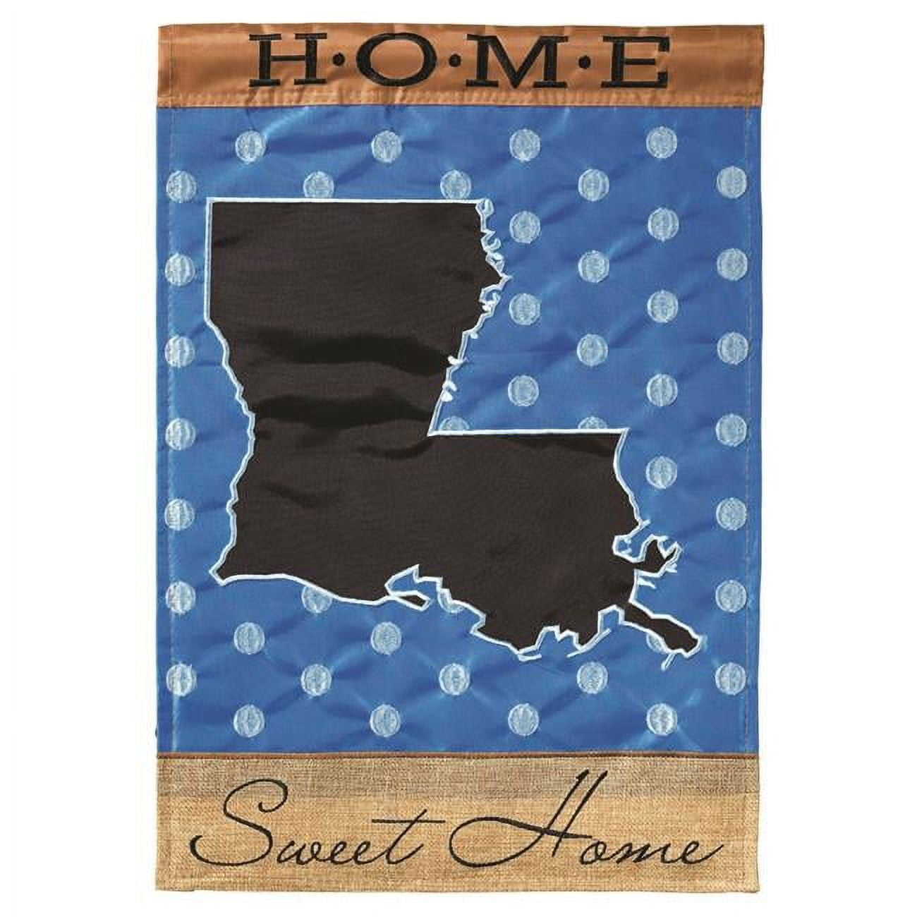 M010095 13 x 18 in. Double Applique Louisiana Home Sweet Burlap Garden Flag
