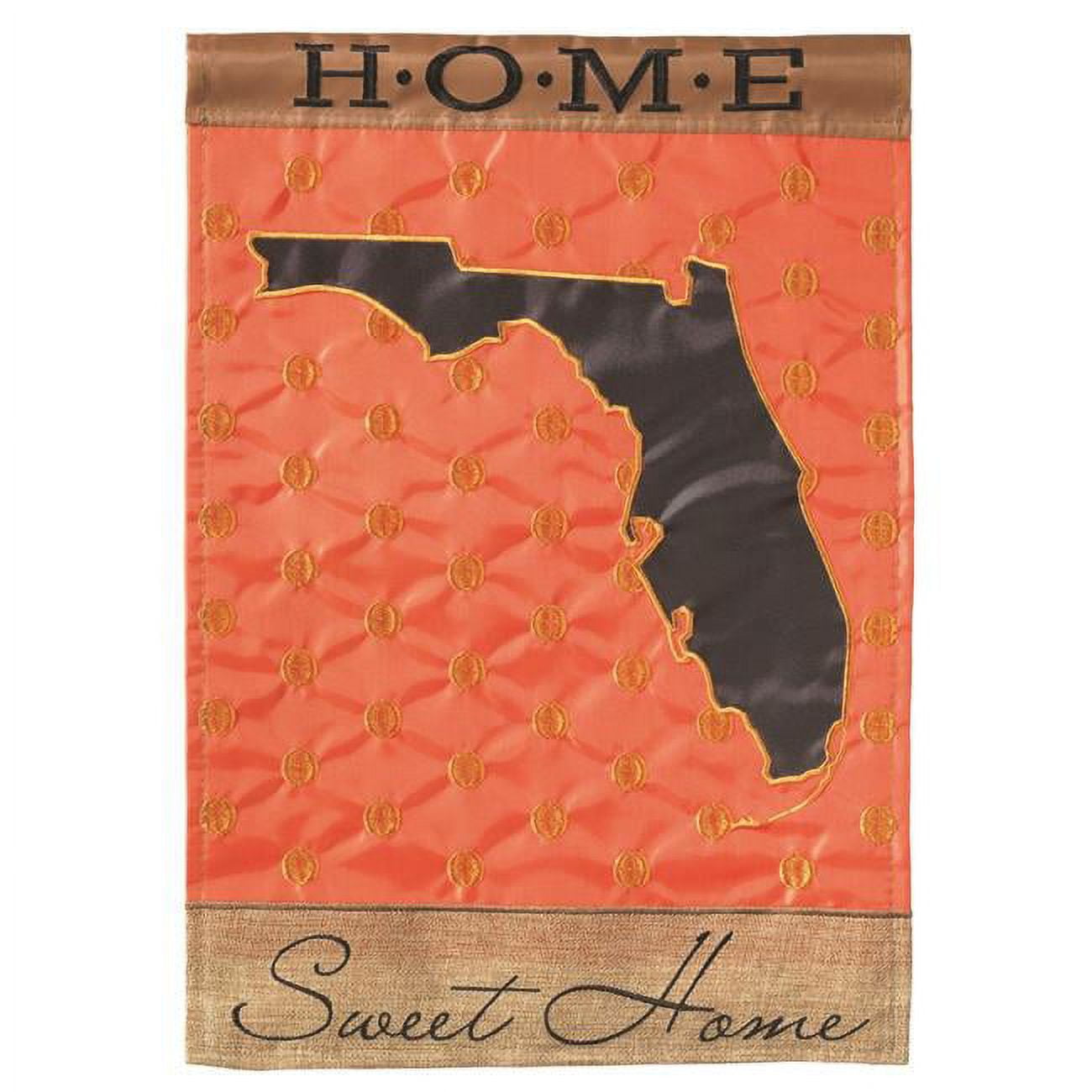 M010096 13 x 18 in. Double Applique Florida Home Sweet Burlap Garden Flag
