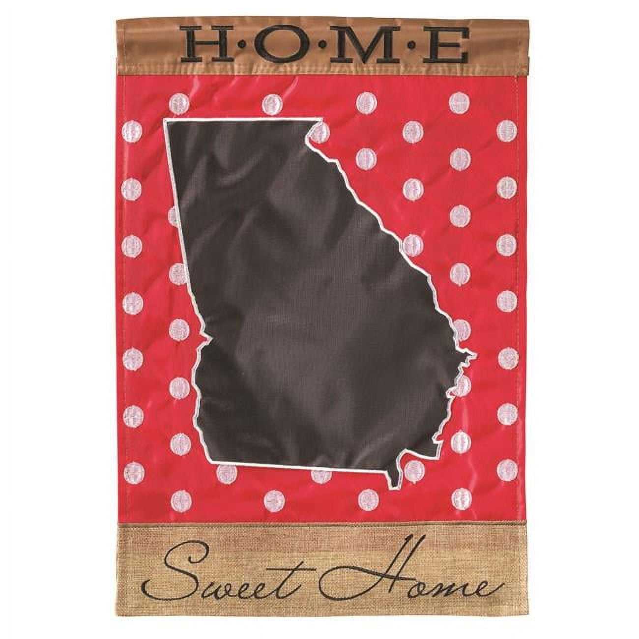 M010099 13 x 18 in. Double Applique Georgia Home Sweet Burlap Garden Flag