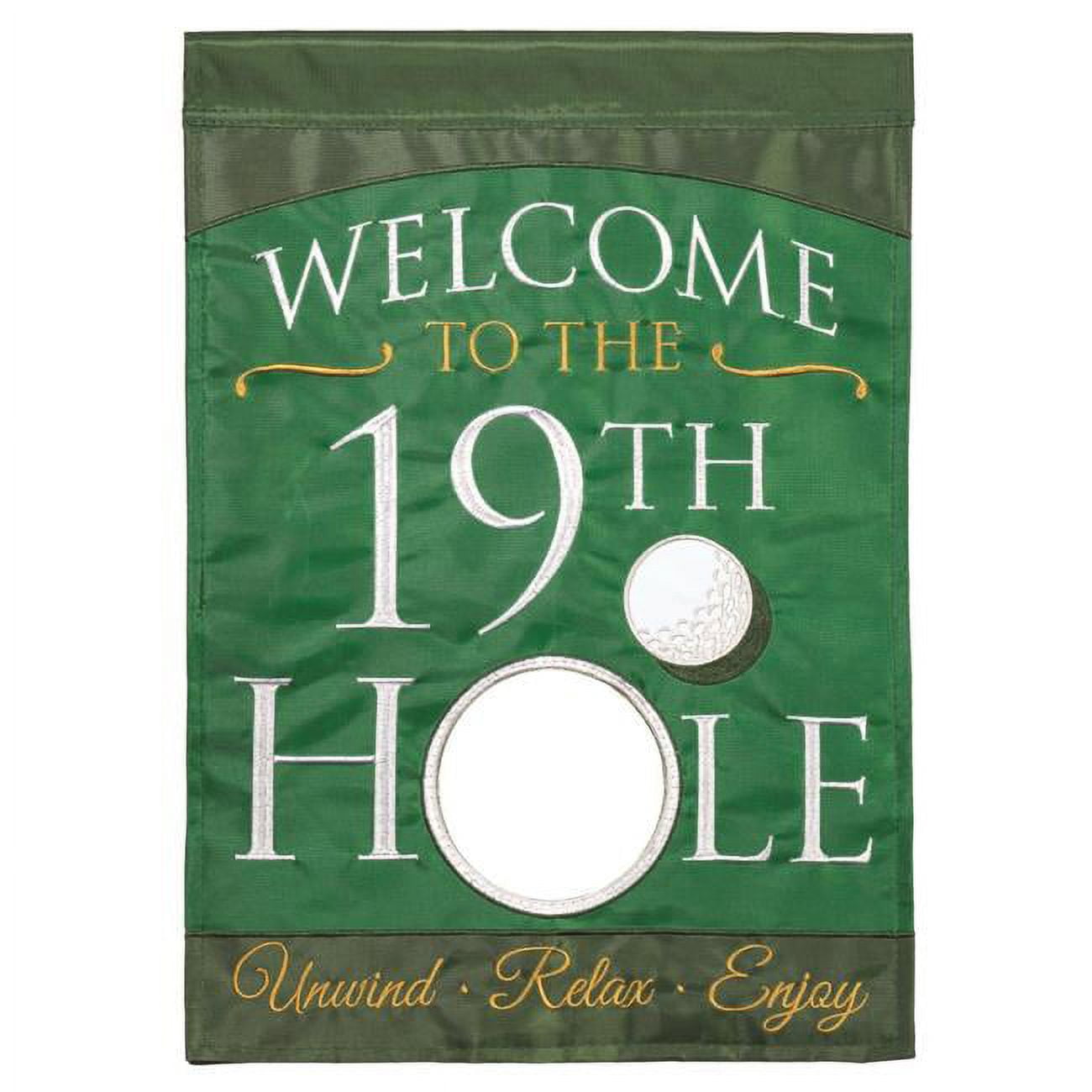 13 x 18 in. Double Applique Welcome 19th Hole Polyester Garden Flag