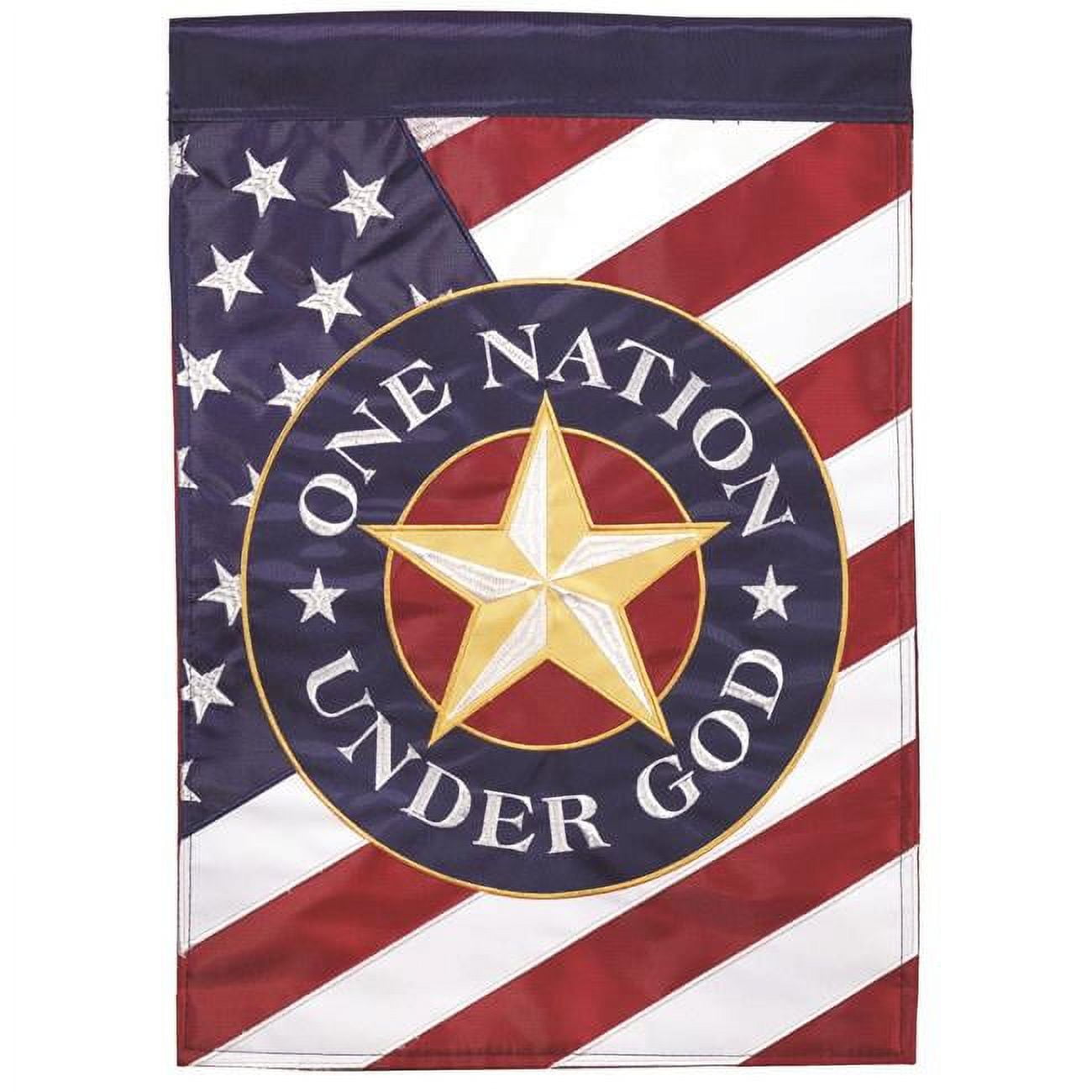 13 x 18 in. Double Applique One Nation Under God Polyester Garden Flag