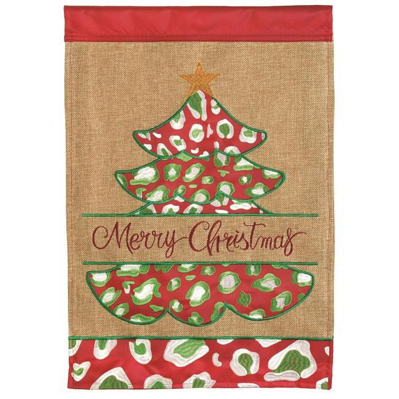 M011420 13 x 18 in. Christmas Tree Double Applique Garden Flag