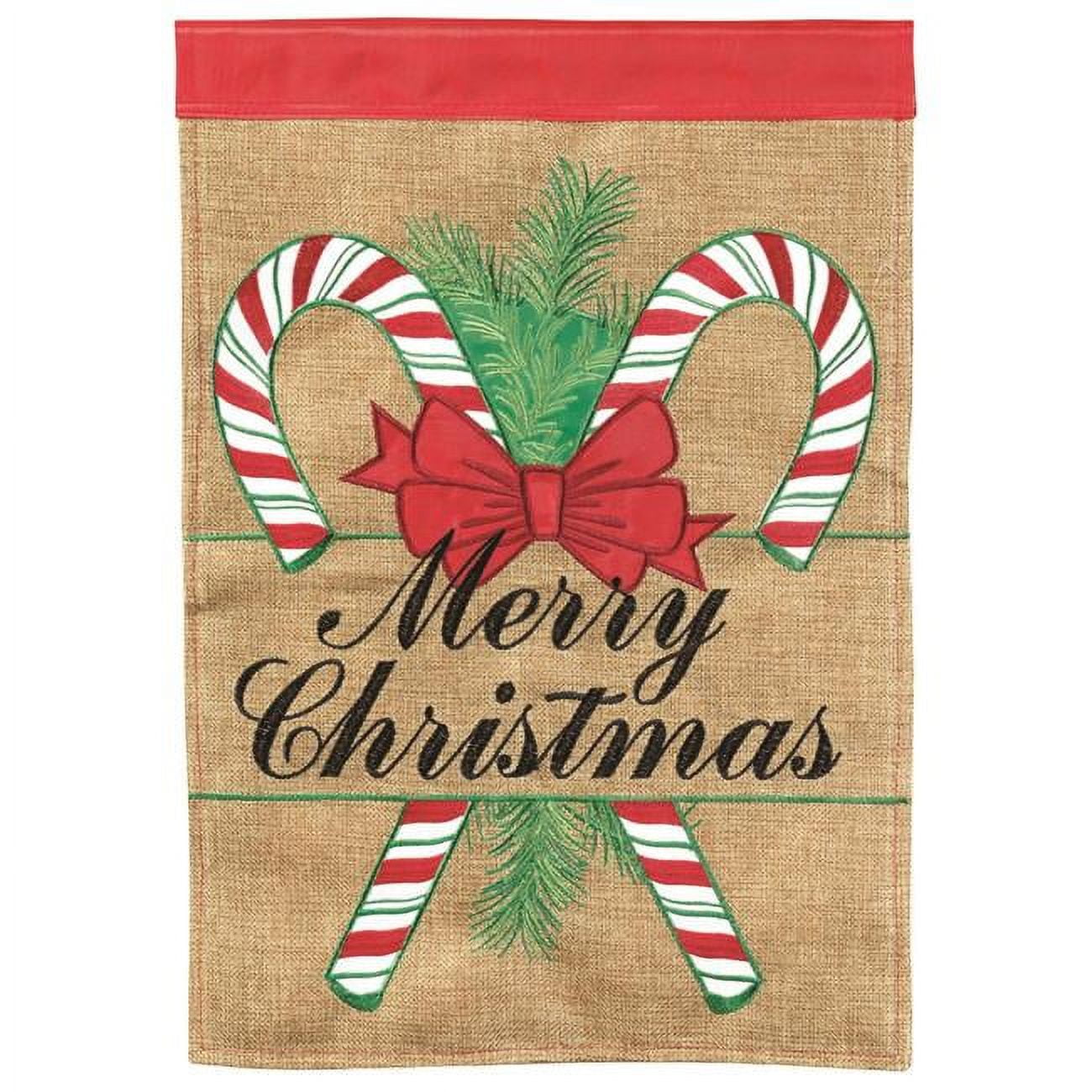 13 x 18 in. Candy Cane Merry Christmas Double Applique Garden Flag