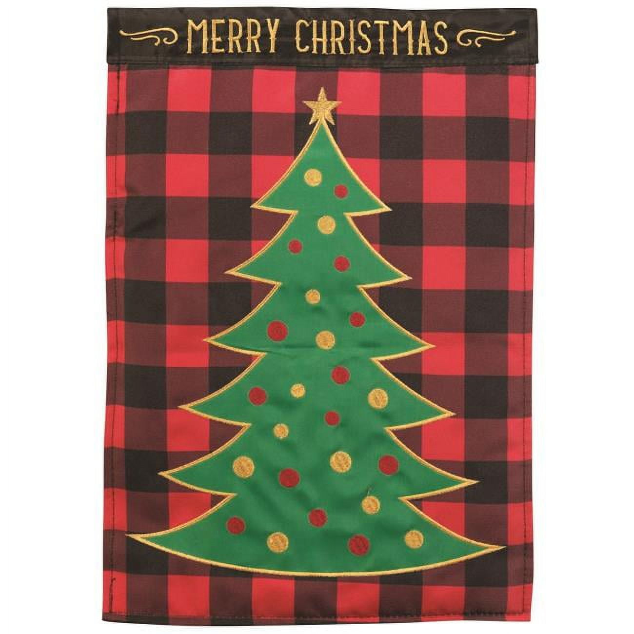 13 x 18 in. Tree Merry Christmas Double Applique Garden Flag