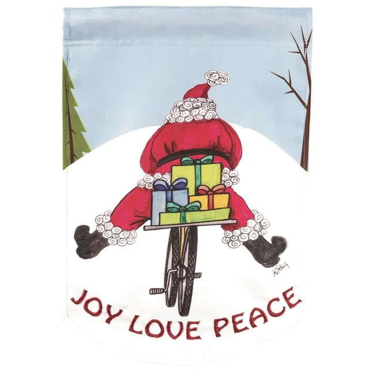 13 x 18 in. Santa On Bicycle Plus Double Applique Garden Flag