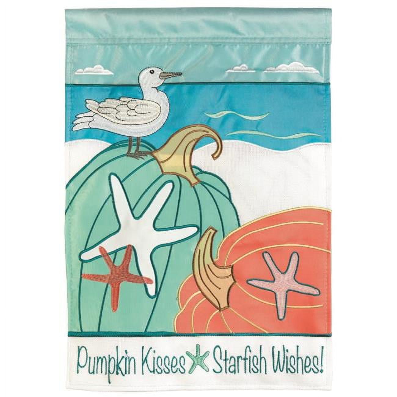 29 x 42 in. Coastal Fall Pumpkins Double Applique Garden Flag - Large