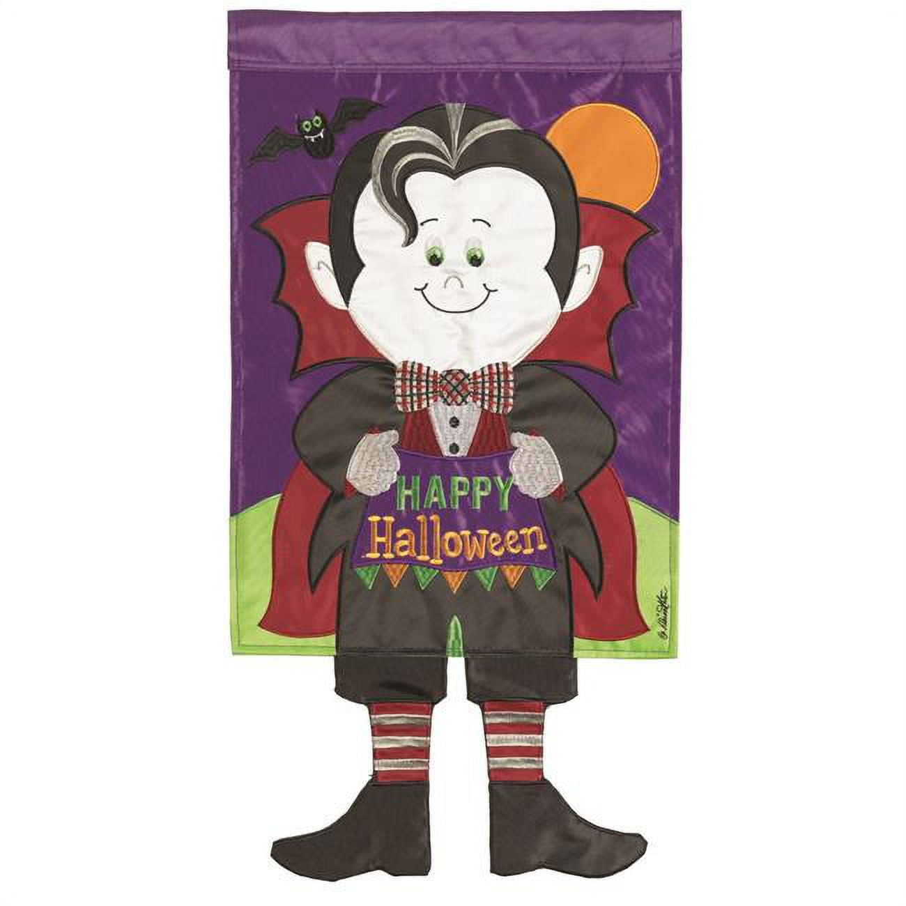 13 x 18 in. Happy Halloween Dracula Double Applique Garden Flag