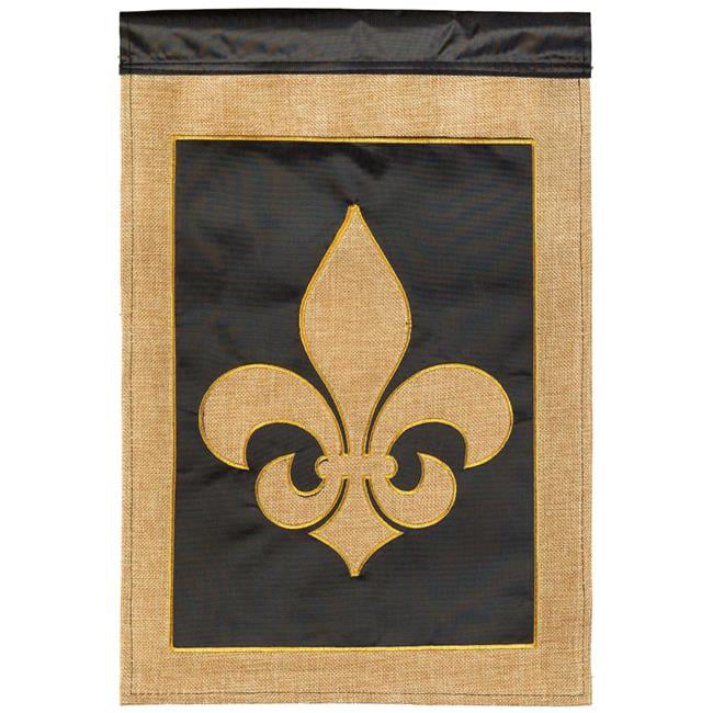 13 x 18 in. Fleur De Lis Burlap Applique Garden Flag