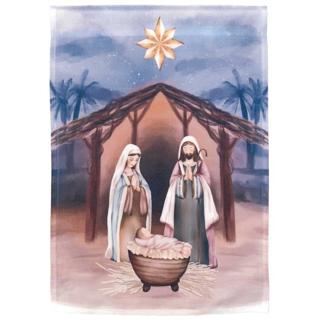 30 x 44 in. Holy Family In Creche Polyester Flag - Large