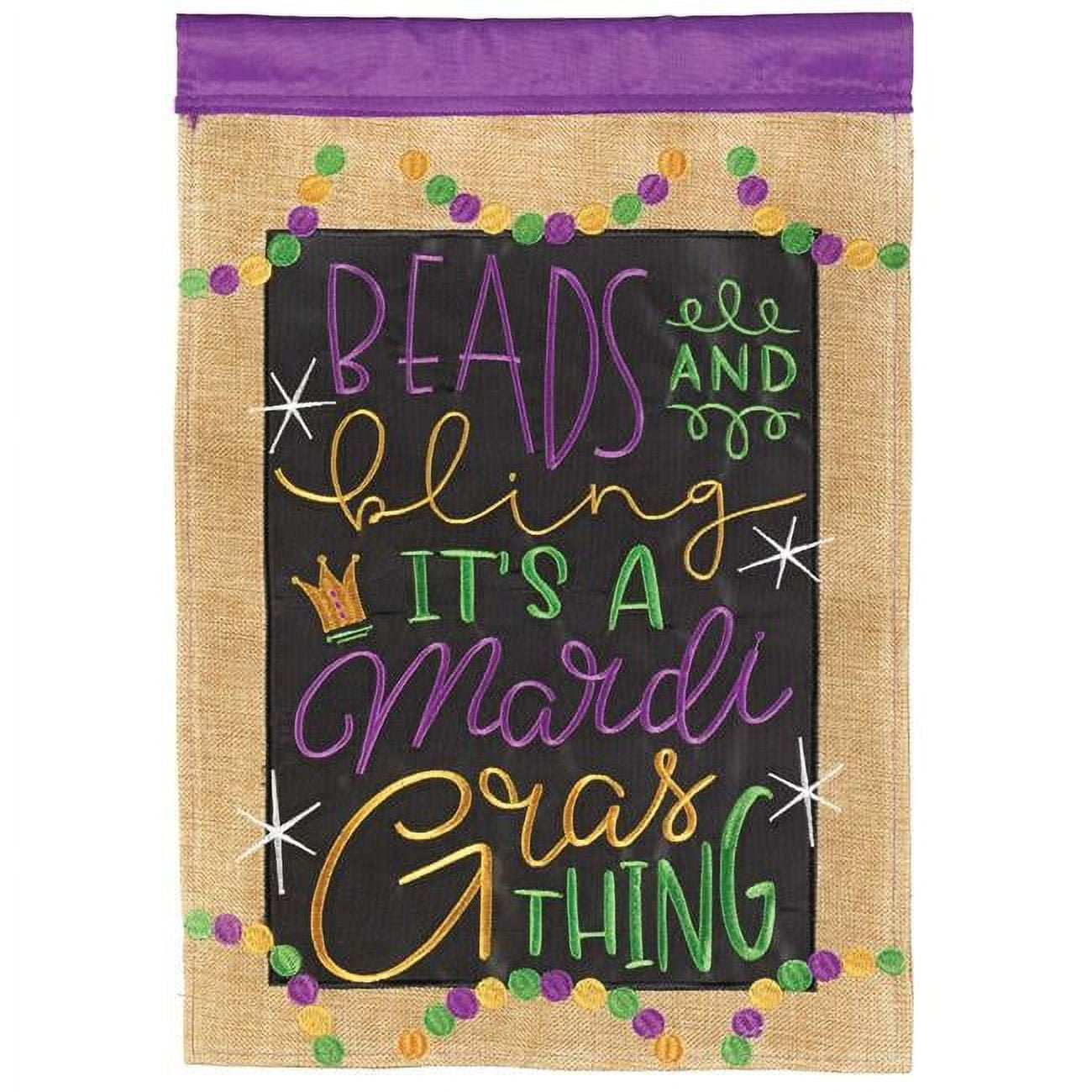 13 x 18 in. Beads Bling Mardi Gras Burlap Garden Flag