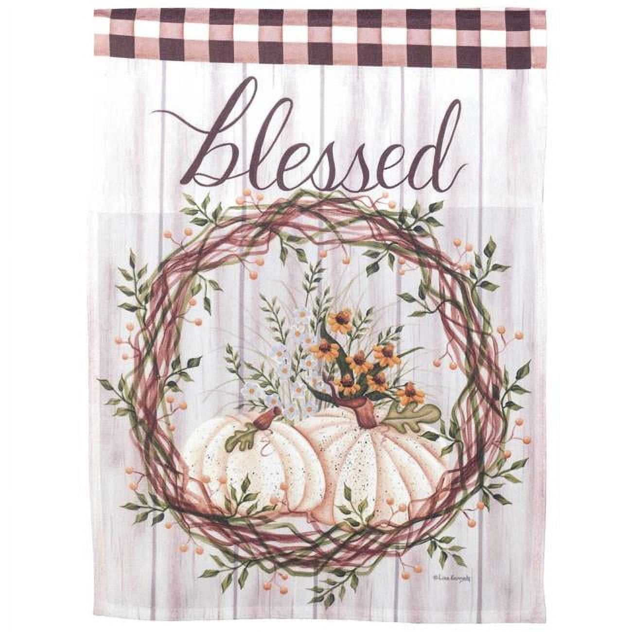 30 x 44 in. Blessed Pumpkin Wreath Polyester Flag - Large