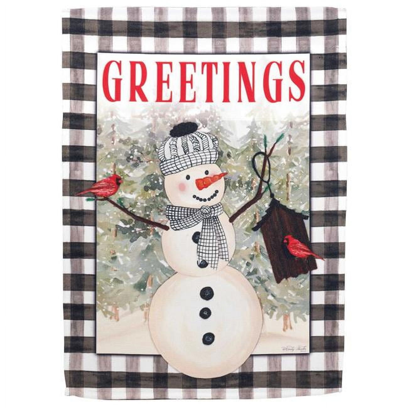 13 x 18 in. Snowman Garden Flag with Cardinals Polyester