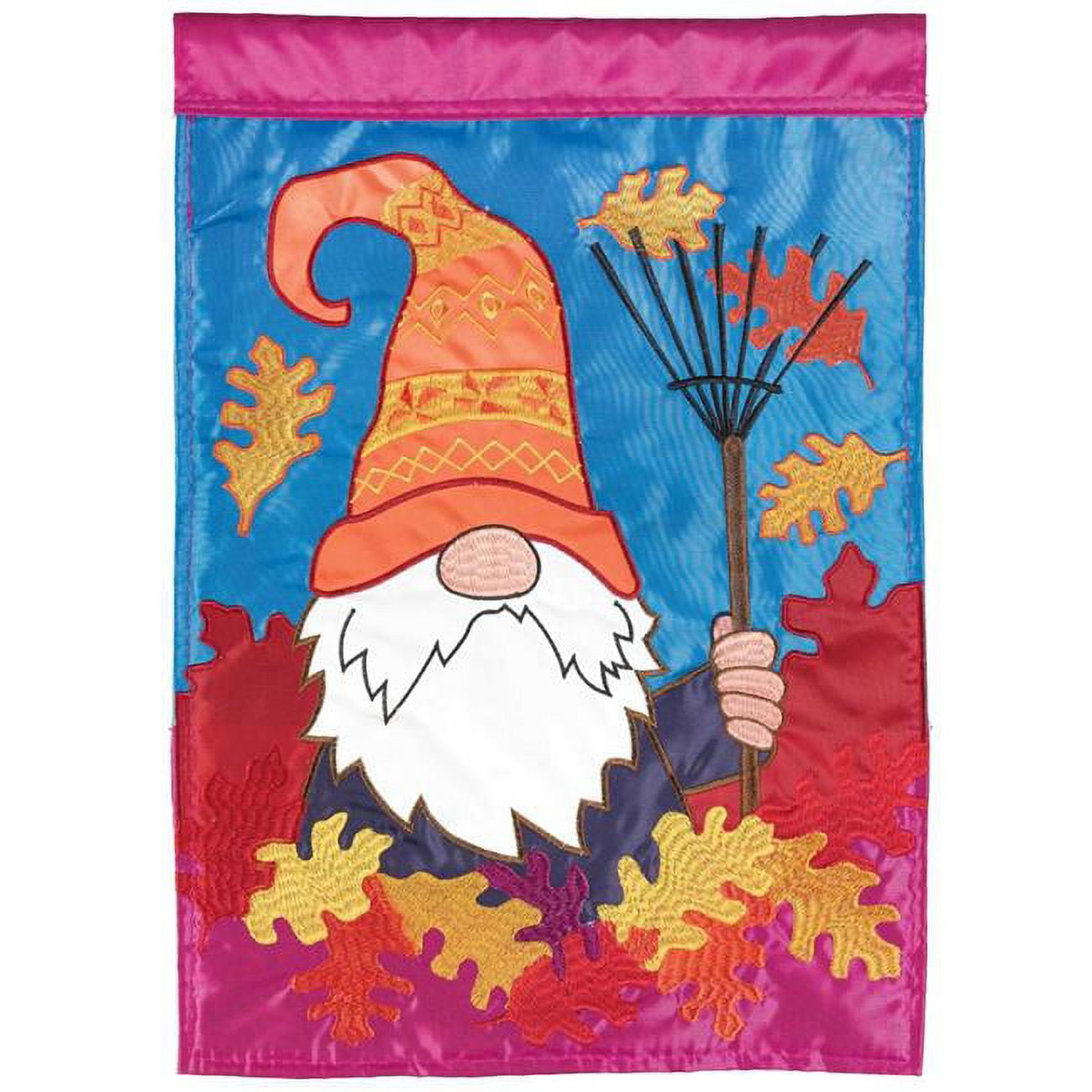 13 x 18 in. Fall Gnome Garden Flag with Leaves Burlap