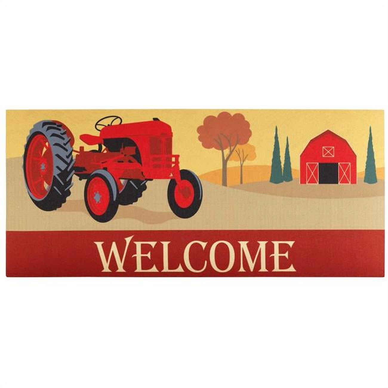 9.75 x 21.875 in. Welcome Red Tractor Insert Doormat