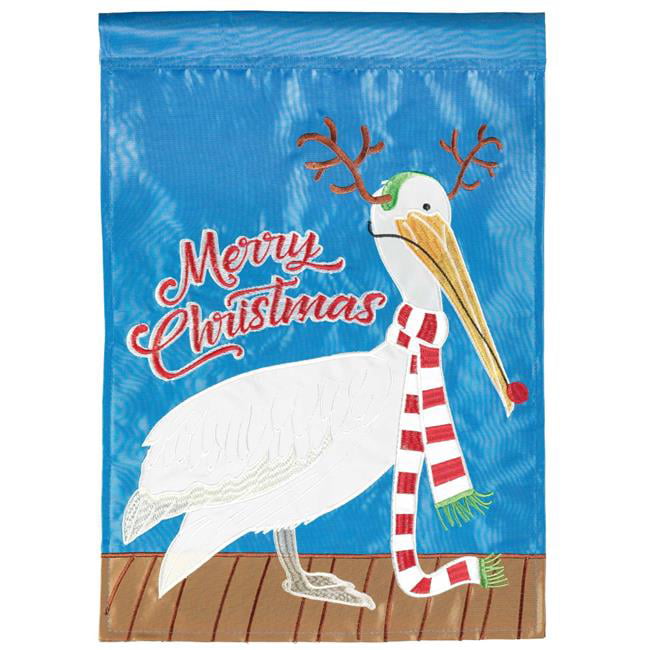 13 x 18 in. Christmas Pelican Red Nose Polyester Garden Flag