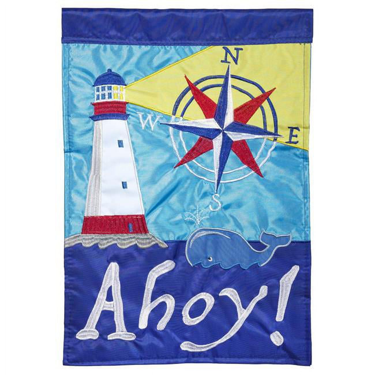 13 x 18 in. Double Applique Nautical Welcome Polyester Garden Flag