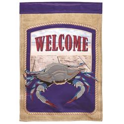 M011312 13 x 18 in. Double Applique Large Blue Crab Polyester & Print Garden Flag