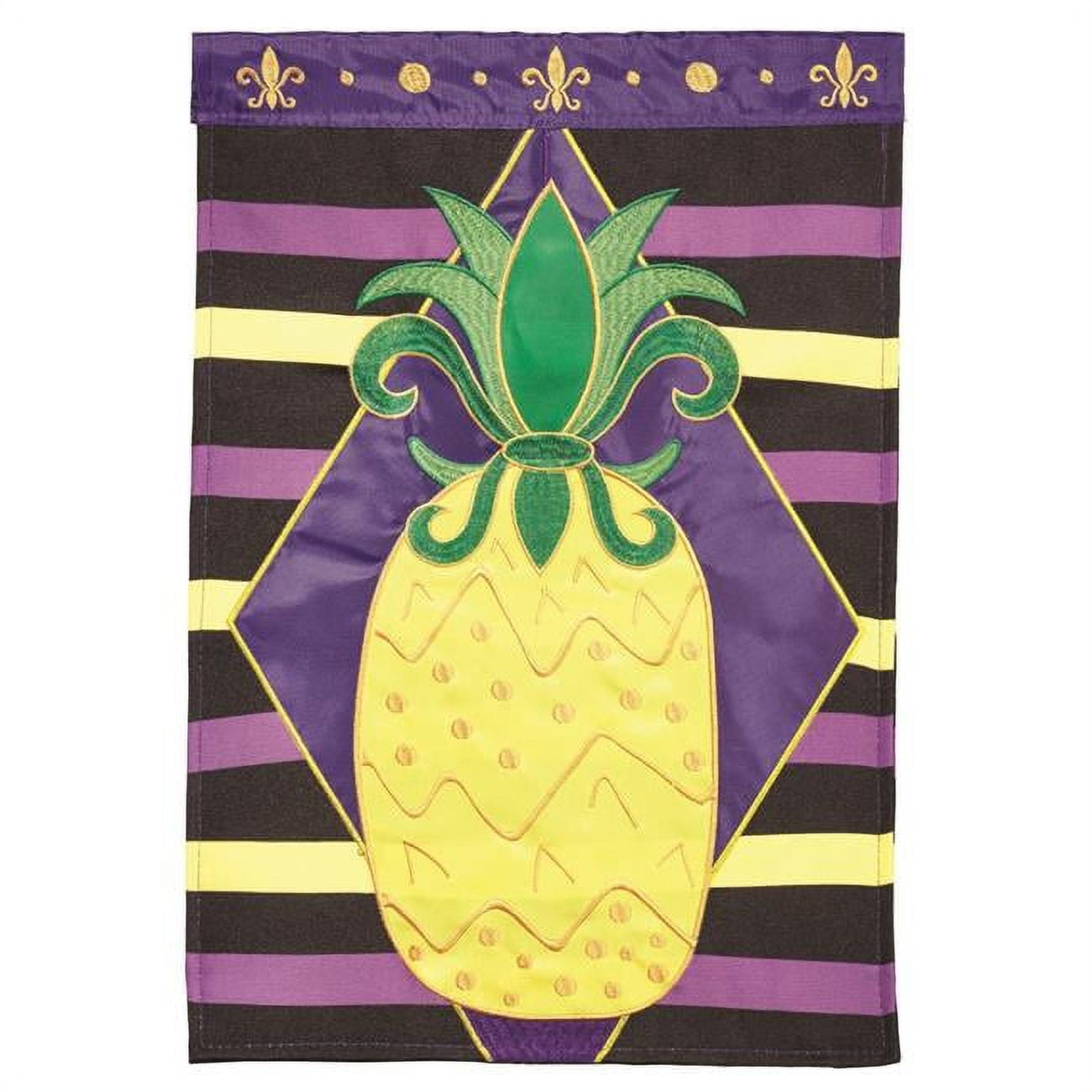 13 x 18 in. Double Applique Pineapple FLD Polyester & Print Garden Flag