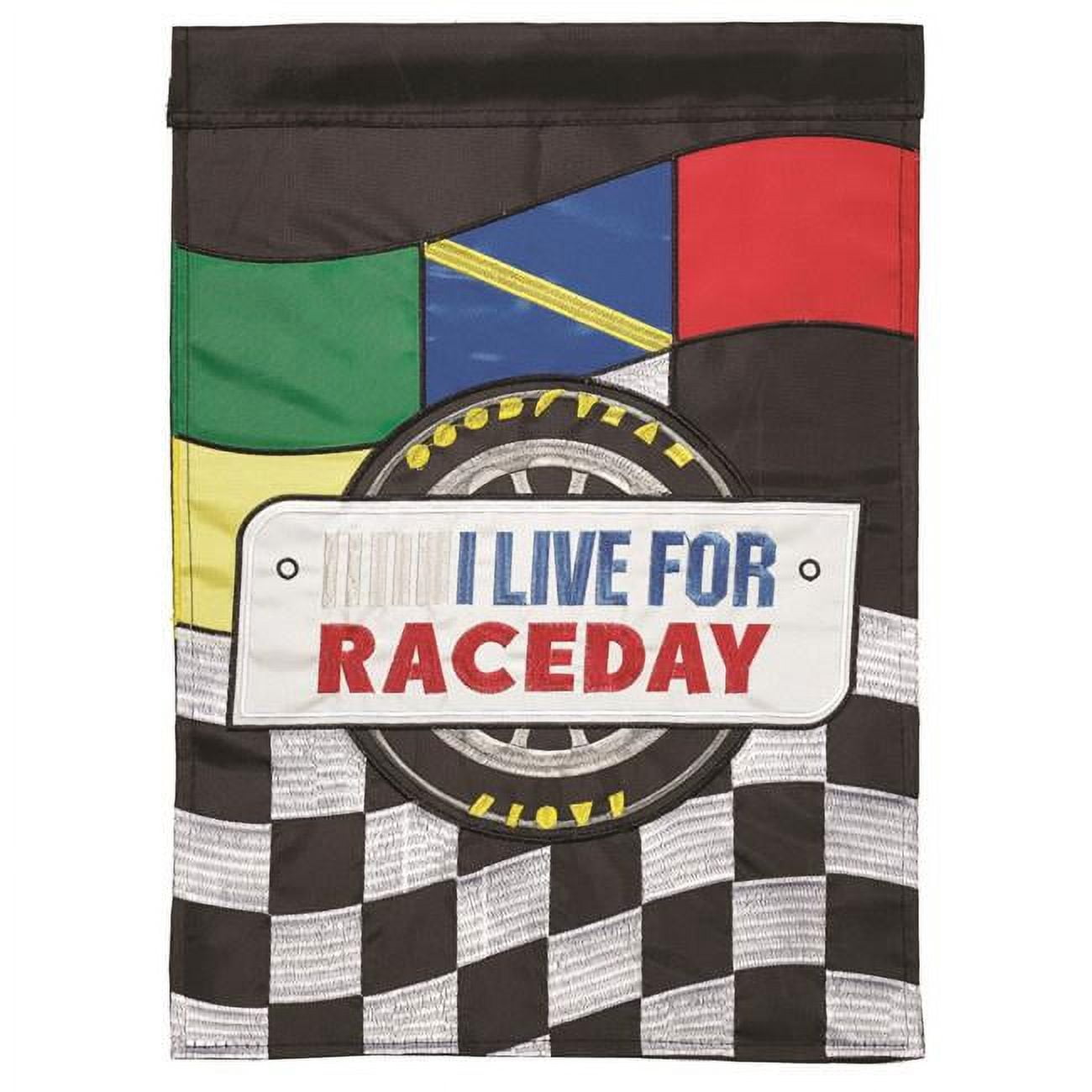 13 x 18 in. Double Applique Checkered Race Day Polyester Garden Flag